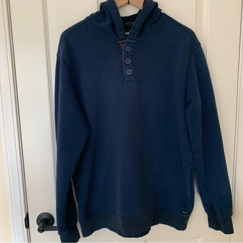 RVCA Sweatshirt Hoodie Button Front Relaxed Fit Large
